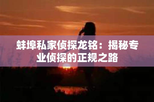 蚌埠私家侦探龙铭：揭秘专业侦探的正规之路