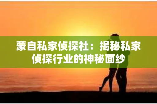 蒙自私家侦探社：揭秘私家侦探行业的神秘面纱